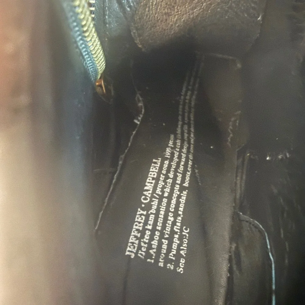 Jeffrey Campbell Buckle Ankle Boots Womens 7 Black Leather Distressed Triple Str - Picture 10 of 11